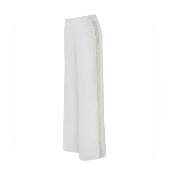 NWT My Beachy Side Begonia White Beaded Cover-Up Wide-Leg Pants small - Picture 3 of 7